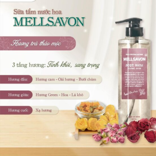 sữa tắm nước hoa dưỡng mềm mịn da mellSavon (hương thảo mộc tao nhã)